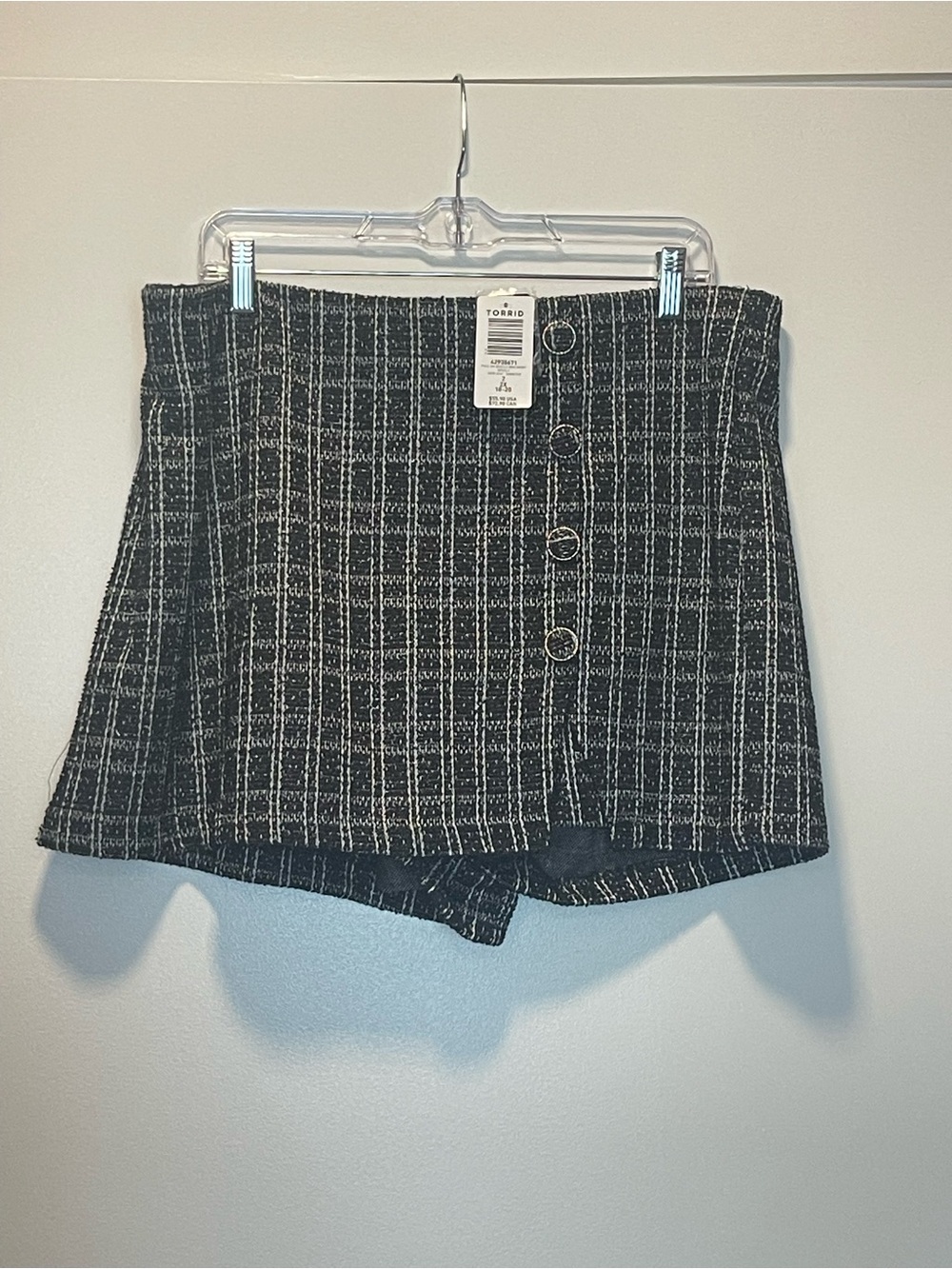 torrid Black & White Tweed Button-Front Skort